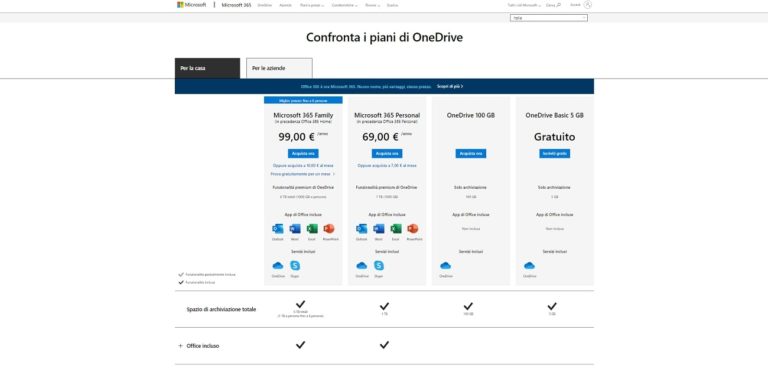 onedrive plans and pricing